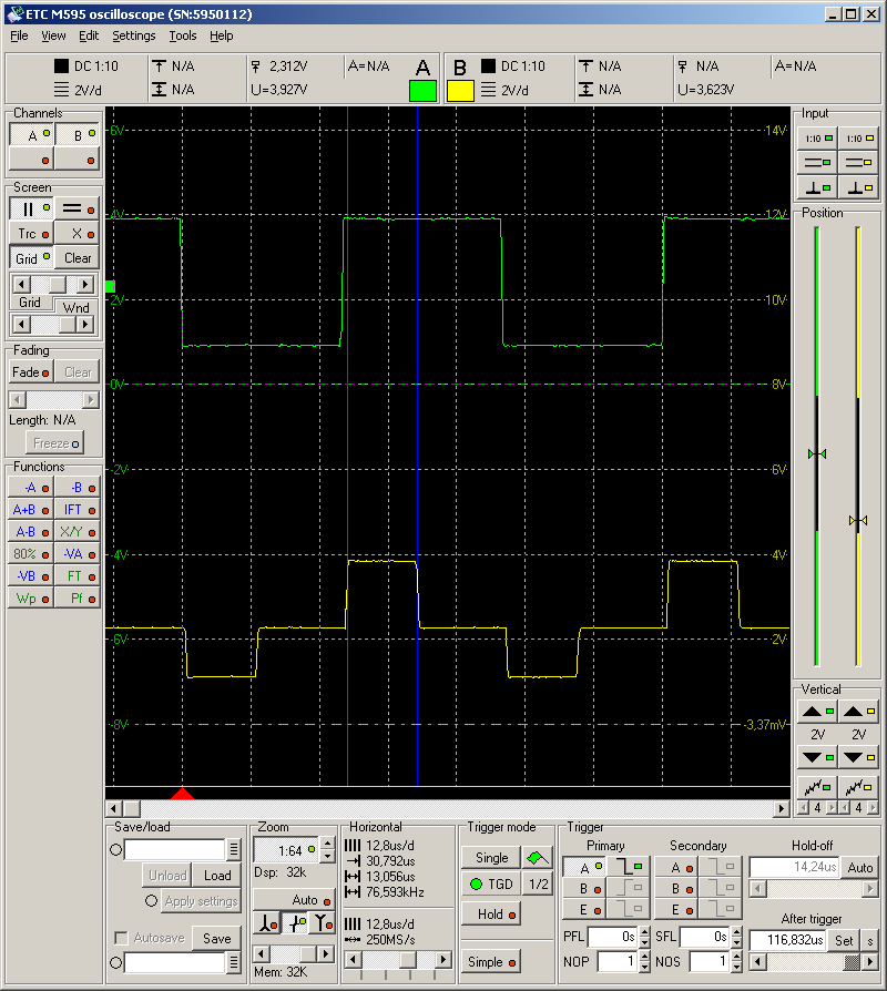 Basic 30+30us rectangle with 13 us turning time