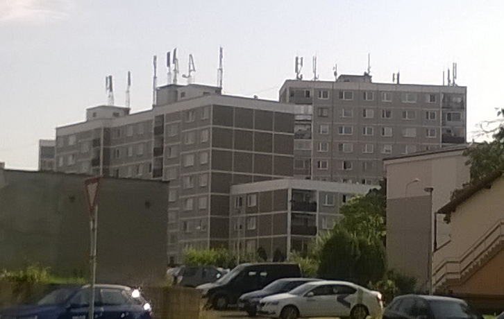 Commie panel buildings with LTE towers