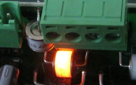 A gas discharge / spark gap glowing